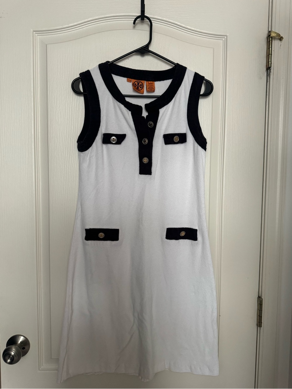 Tory Burch White Coverup with Navy Trim